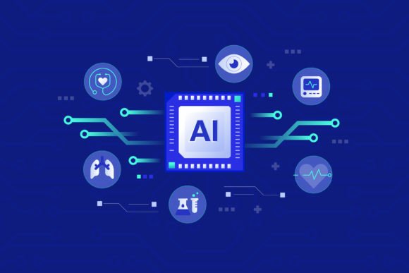 A Designer's Take on the AI in Healthcare Embroidery Graphic