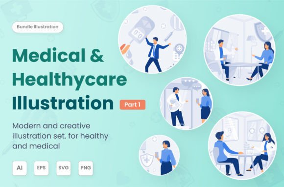 A Modern Medical Illustration Bundle for Embroidery